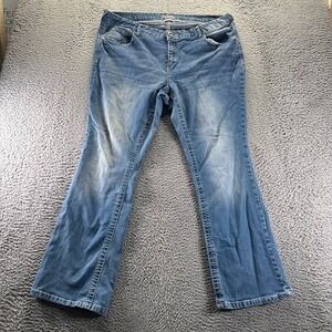 Reign Jeans Womens 22 Blue Cotton Denim Bootcut Curvy Stretch Workwear Faded